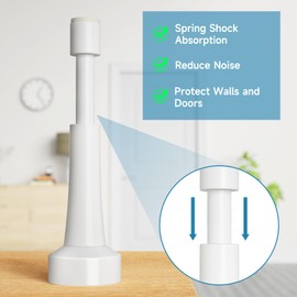 2PCS Spring Door Stoppers for Wall, 4.33 Inch Aluminum Door Stops, Door Stoppers for Bottom of Door, Doorstops for Inside Door with Silicone Tip, Screw & Adhesive Installation, White