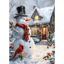 MXJSUA Christmas Snowman Diamond Painting Kits for Adults, DIY Round Diamond Gem Art Kits, Diamond Dots Drill Art kits Completes for Beginners Picture Craft for Home Wall Decor 30x40 cm
