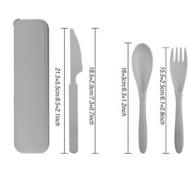 Travel Utensils-Reusable Travel Utensils with Case, Portable Camping Cutlery Set for Office Lunch School Picnic or Daily Use (Grey, Purple, Dark Green, Orange)