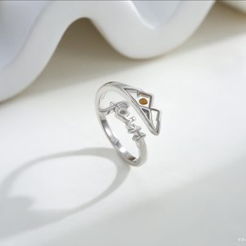 PARYFO Mustard Seed Mountain Ring 925 Sterling Silver Nature Faith Open Ring Christian Climbing Nature Jewelry Inspirational Gift for Men Women Nature Mountain Lovers