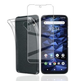 Compatible KYOCERA DIGNO BX2 A101KC Case + Glass Film KYOCERA DIGNO BX2 A101KC Cover Flexible TPU Full Transparent Lightweight Shock Absorption Scratch Prevention Portable Convenient Anti-slip Heat