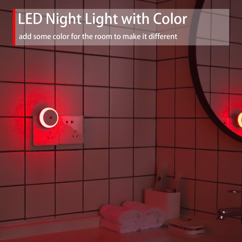 LED Night Light, Red, Small Night Light with Plug, Twilight