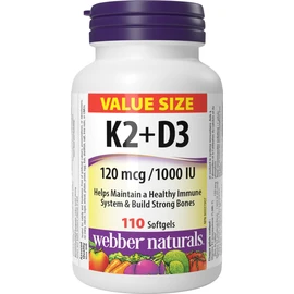 Webber Naturals Vitamin K2 with D3, 110 Softgels, MK-7 Formula, Helps Support Bones, Teeth, and Immune Function