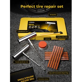 AUTOWN Tire Repair Kit with Plugs Fix Punctures & Plug Flats with Ease - Heavy Duty Flat Tire Puncture Repair Kit for Car, Motorcycle, ATV, UTV, RV, Trailer, Tractor, Jeep, Etc