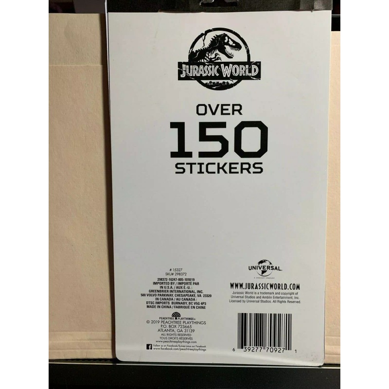 UNIVERSAL JURASSIC WORLD STICKER BOOK, OVER 150 PUFFY GLITTER FOIL
