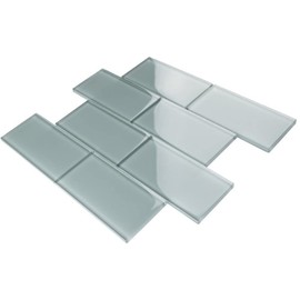 Tenedos Ice Mist 3x6 Glossy Blue Grey Glass Tile – Elegant Wall & Backsplash Tile for Bathroom, Kitchen, Shower, Fireplace, Accent Walls (8 Pcs, 1 Sqft)