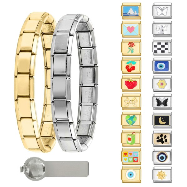 papasgix - Juego de 23 pulseras italianas de oro y