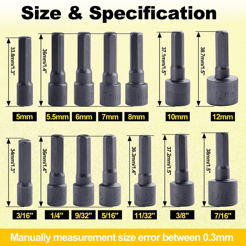 LEONTOOL 14PCS Power Nuts Driver Drill Bit Tools Set 1/4"