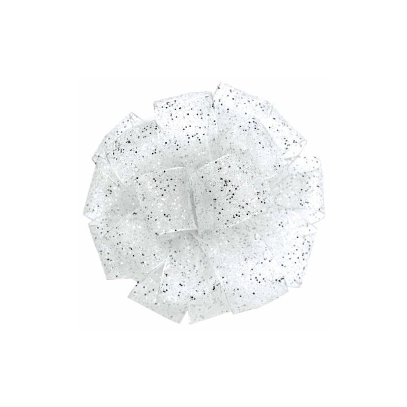 Offray, White & Silver Wired Edge Cosmic Glitz Craft Ribbon,