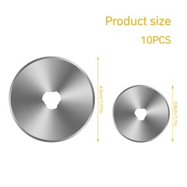 Wisebom Rotary Cutter Blades, 10 Pcs 28/45mm Steel Round Cutting Blades Highly Sharp Replacement Blades, Quilting Rotary Cutter Sewing Cutting Wheel for Fabric Leather Paper (45mm)