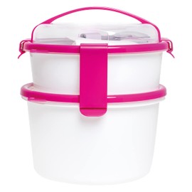 Omada Design Lunch Box 1L + 1.6L with Cutlery, Round Lunch Box, Antibacterial, Made in Italy, Sanaliving Line
