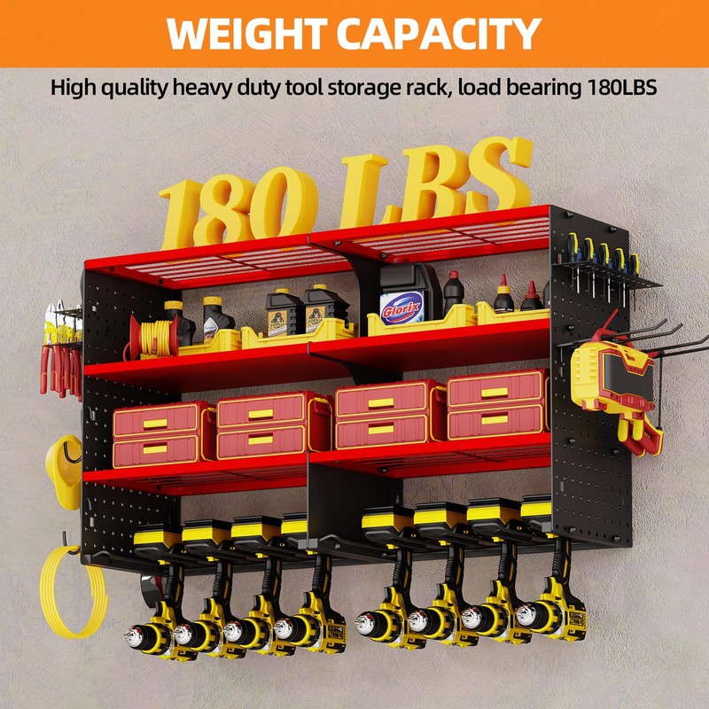 Dollate 4 Layer Power Tool Organizer Wall mount, 180Lbs Load