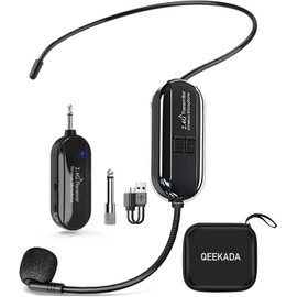Wireless Mikrofon Headset, 2.4G Kabelloses Mikrofon, funkmikrofon headset mit 50M Reichweite, Wiederaufladbares Drahtloses Microphone Kopfbügelmikrofon für Lautsprecher, Reiseleiter,Tanzlehrer