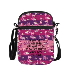 PLITI Cheshire Cat Crossbody Bag Cheshire Cat Fans Gift Alice Gift Alice Lover Gift Smiling Cat Gift Fairy Tales Gift Gift (Path Take ZCbag)