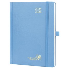 POPRUN Calendar 2025 2026 Book Calendar Hardcover, Approx. A5 (22 x 16.5 cm), 17-Month Diary (Aug.2025-Dec.2026), Weekly Planner 1 Week 2 Pages with FSC® Certified Paper - Mist Blue