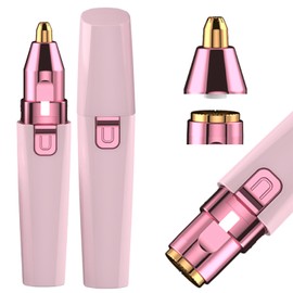 Facial Hair Remover for Women - Pink USB Rechargeable Eyebrow Trimmer & Face Shaver with LED Light, 2-in-1 Hair Removal Device for Smooth Skin