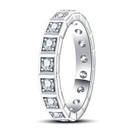 AnuClub Moissanite Wedding Band Eternity Rings D Color VVS1 925 Sterling Silver Anniversary Band Ring Christmas Gift for Women Men with Certificate 5