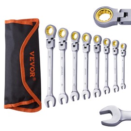 VEVOR 24-Piece Ratcheting Wrench Set, Ratchet Combination Wrench Set with Organizer, Nickel Plating, 72-Tooth, CR-V, Metric 8-19mm & SAE 1/4-7/8"