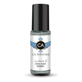 CA Perfume Impression of Cool Aqua Women For Women Replica Fragrance Body Oil Dupes Alcohol-Free Essential Aromatherapy Sample Travel Size Concentrated Long Lasting Attar Roll-On 0.14 Fl Oz/4ml-X1