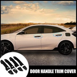 MACHSWON Right Exterior Door Handle Trim Cover 4pcs ABS Vehicle Door Lacth Handle with Smart Key Hole 10th Gen for Honda Civic 2016-2021 Glossy Black Right Hand Drive