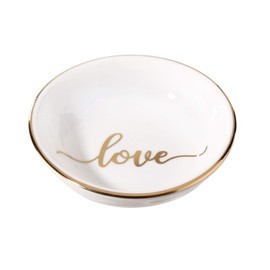 Lillian Rose Love Ceramic Ring Dish, Off-White, 3.5"