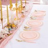 Supernal 102Pcs Pink Plastic Silverware, Gold Disposable Utensils with Pink
