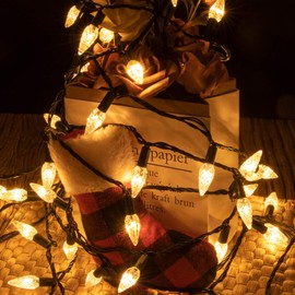 AWQ 500LED 173.8 FT C6 Christmas String Lights Plug in Fairy Twinkle String Lights 8 Modes Timer Function Waterproof Extendable for Indoor Outdoor Wedding Party Christmas Decoration (500, Warm White)