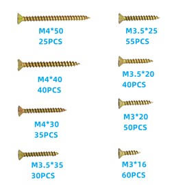 335 Pcs Self-tapping Wood Screw Kits, Assorted Cross Pan Head Countersunk Zinc-Plated Concrete Screws, Drywall Screws for Door Hinges, Repairs, Self Drilling Chipboard Screws