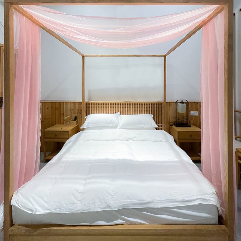 Linentalks Rose Pink Canopy Bed Scarf for Twin Bed, Luxury