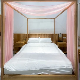 Linentalks Rose Pink Canopy Bed Scarf for Twin Bed, Luxury Sheer Bed Canopy Scarf, Sheer Scarf Valance Canopy Bed Drapes, Four Post Bed Canopy Drapes, Sheer Canopy 1 PC 52" X 205"