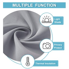 RYB HOME Curtains for Bedroom 63 inches Long, Blackout Thermal Insulating Window Treatment Drapes for Living Room Bathroom Basement Laundry Classroom, W 34 x L 63, Silver Grey, 2 Panels