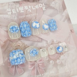 Quilting emboss handmade nail tips, pedi tips - Paddy B (-4,000 won) / 퀼팅엠보 수제네일팁,페디팁 - 패디B (-4,000원)