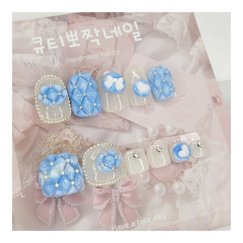 Quilting emboss handmade nail tips, pedi tips - Paddy B
