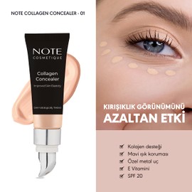 Note Cosmetique Collagen Concealer Kolajen İçerikli SPF 20 Göz Altı Kapatıcısı, 01