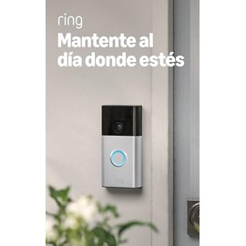 Timbre con cámara inalámbrico Ring - Video de cuerpo completo, video en vivo con audio bidireccional, alertas y detección de movimiento. Níquel satina