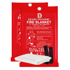 DESIRE PASSIONS Emergency Fire Blanket - Fire Suppression Blanket for Home, Kitchen, Garage, Camping, School & Office -Flame Retardant -40”x40” for Quick Smothering & Fire Safety (Pack of 2)“