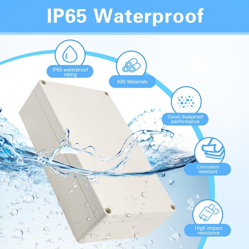 ADERTOS 2 x Plastic Housing IP65 Waterproof Junction Boxes Distribution