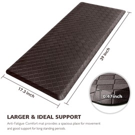 HappyTrends Kitchen Mat Cushioned Anti-Fatigue Kitchen Rug,17.3"x39",Thick Waterproof Non-Slip Kitchen Mats and Rugs Heavy Duty Ergonomic Comfort Rug for Kitchen,Floor,Office,Laundry,Chocolate