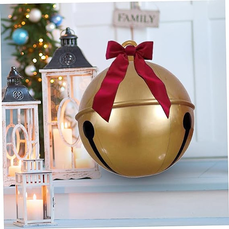 23.6 Inches Inflatable Christmas Ball PVC Large Jingle Bell Bow