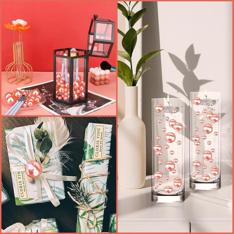 Luerbi 200 PCS Rose Gold Vase Fillers, Pearls Bead for