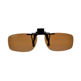 ClipFlipz Rectangular Polarised Large/Brown Clip On Flip Up Sunglasses, L