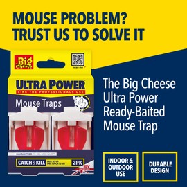 The Big Cheese Ultra Power Ready-Baited Mouse Trap - Multi Pack - Reusable Mouse Traps For Indoor & Outdoor Use - Humane Mouse-Trap - Easy to Clean Plastic Mice Trap - Prebaited Rodent Trap