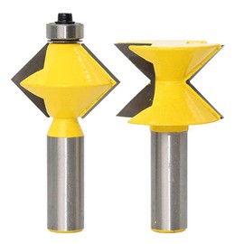 Propro 2Pc 1/2 inch Shank 90 Degree Edge Banding Router Bit Set V-Design Tongue and Router Plate, Propro-9039592