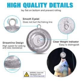 Disc Sinkers Fishing Weights,Coin Sinkers Weights Saltwater Surf Fishing Weights Catfishing Gear Tackle 8oz 6oz 5oz 4oz 3oz 2oz 1oz