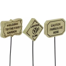 Fairy Garden Sign Picks - Caution Fairies Live Here - 3 Inches Tall