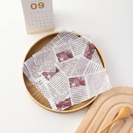 100Pcs Wax Paper Sheets for Food, Basket Liners Food Picnic Paper Sheets Greaseproof Deli Wrapping Sheets, 7 x 7 Inch (White newspaper)