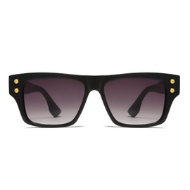 Long Keeper Retro Square Sunglasses for Men Women Classic Sunglasses Square Vintage Glasses Golden Frame with UV400 Protection 54 mm, Frame Black/Lens Grey Gradient