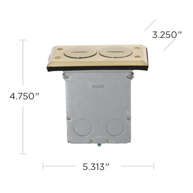 Hubbell 6500BR-5 15 Amp Rectangular Floor Box Kit, Metallic Cover