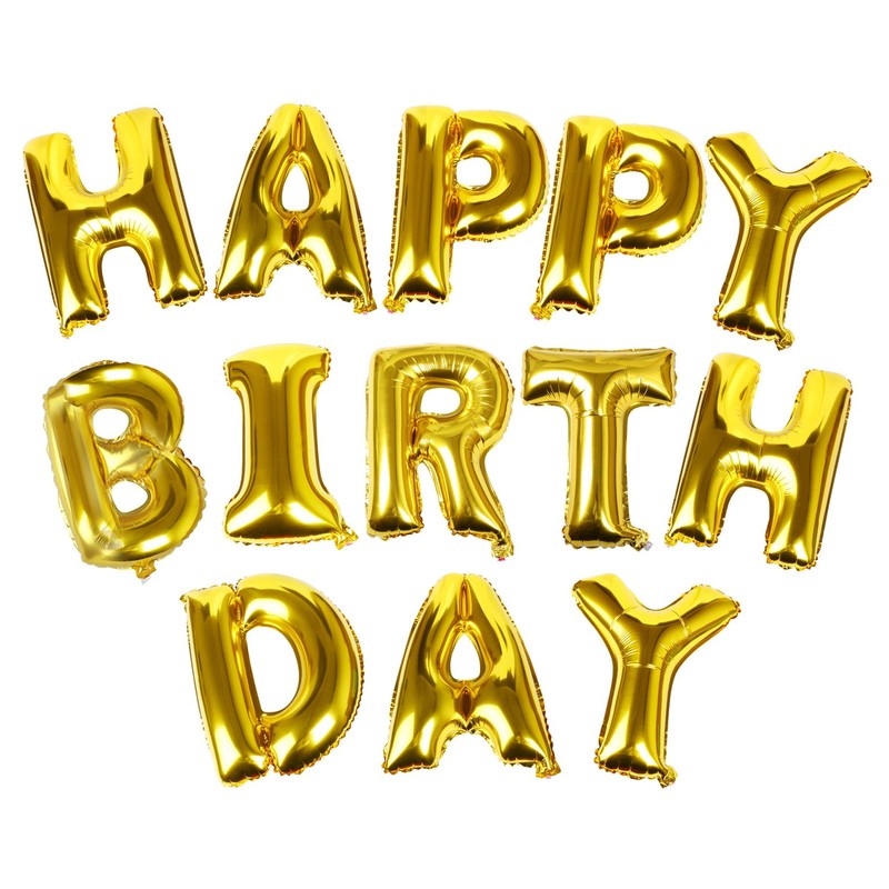 TRIXES Gold Happy Birthday Letter Balloons