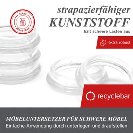 Pack of 4 x 50mm Inner Diameter Round Furniture Pads for Heavy Furniture (Max 140kg) - Ideal as Sofa Floor Protector or Piano Floor Protectors (Piano)